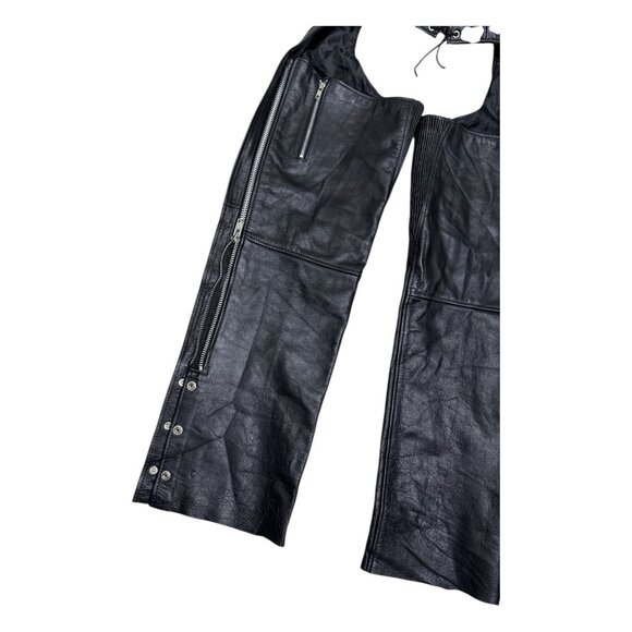 X-ELEMENT Genuine Leather Black Motorcycle Biker CHAPS Pants Womens Size 4 - Picture 3 of 7